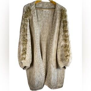 Anthropologie Boho Tassel Open Front Cardigan | One Size | Cream Beige Sweater